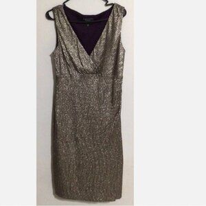 Dress Barn Cocktail Dress Size 12 Pewter, Gold, Silver